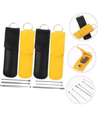 4-Piece Healeved Pick Tool Set in Metal Case for Ear Cleaning - Stainless Steel, Wear-Resistant, Portable and Convenient - Black/Yellow - Buy Online on GoSupps.com