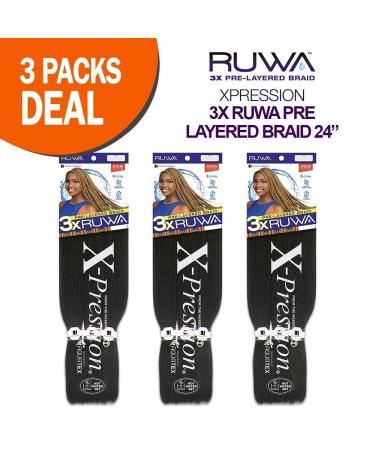 Sensationnel 3X RUWA Prestretched Braids 24 inch - Kanekalon Aquatex Water Repellent Hair (3 Pack) - Buy Online on GoSupps.com