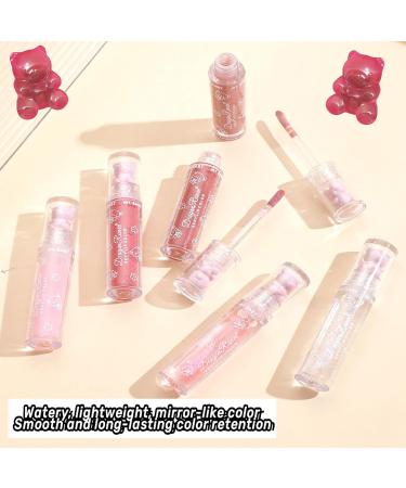 6 Colors Cute Bear Lip Glaze Set | Moisturizing Glitter Lip Gloss for Women & Girls | Tinted Shiny Lip Oil - Perfect Party Gift - Buy Online on GoSupps.com