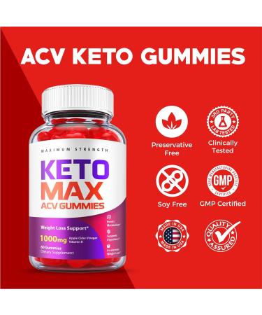 (5 Pack) Keto Max ACV Gummies - 1000mg Apple Cider Vinegar with B12, Beet Root, Pomegranate Juice - Vegan Formula for Keto Diet - 300 Gummies - Buy Online on GoSupps.com