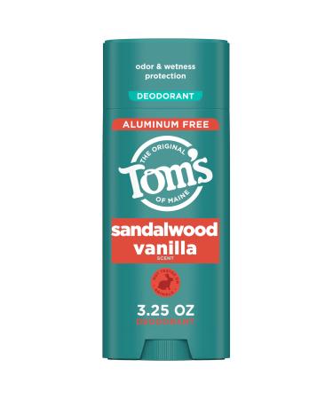 Tom s of Maine Sandalwood Vanilla Aluminum Free Natural Deodorant For Women & Men | Goes on Clear | Odor & Wetness Protection | Naturally Derived and Moisture-Locking Ingredients | 3.25 oz Sandalwood Vanilla 3.25 Ounce (Pack of 1)
