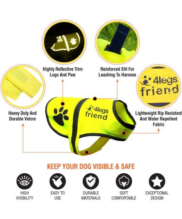 4Legriend Dog Safety Vest - High Visibility XL in Yellow | Outdoor Protection for Dogs 5 Sizes Day & Night Safety from Cars & Hunting Accidents - Buy Online on GoSupps.com