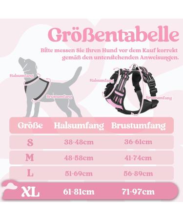 Rabbitgoo Adjustable Anti-Pull Dog Harness for Large Dogs - Soft Padded Reflective Chest Harness in Pink XL (1 Pack) - No Choke Design Perfect for Daily Walks - Buy Online on GoSupps.com