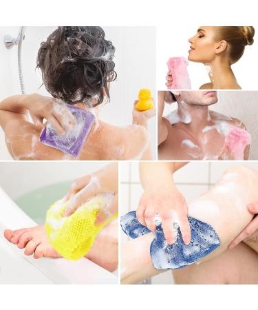 African Bath Sponge Set - 6 Exfoliating Shower Scrubbers for Smooth Skin | Daily Use | Black, Off-White, Blue, Pink, Yellow, Purple - Buy Online on GoSupps.com