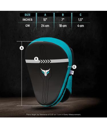 Muay Thai Round Boxing Pad Set - Real Leather MMA Kick Pads for Kickboxing & Martial Arts | Black/Turquoise - Buy Online on GoSupps.com