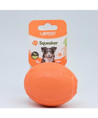 Laroo Dog Toys: Durable Natural Rubber Squeaker Dog Ball Football for Small & Large Dogs - 6.5*8cm Orange - Buy Online on GoSupps.com