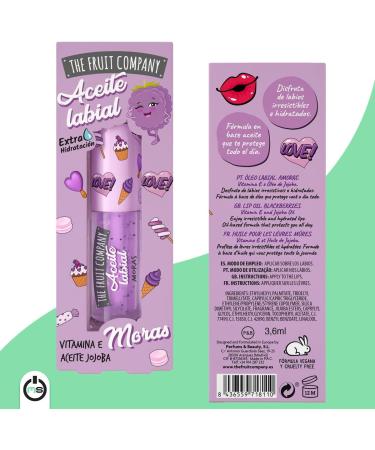 The Fruit Company Moras Lip Oil Extra Hydrating Formula 3.6ml Jojoba Oil Vitamin E All Day Protection Vegan Formula Cruelty Free - Buy Online on GoSupps.com