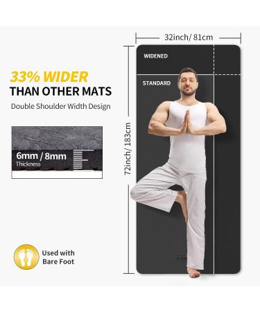 CAMBIVO Extra Wide Yoga Mat 72x32 1/4 - Eco-Friendly SGS Certified Large TPE Mat for Yoga, Pilates, Workout - Dark Black - Buy Online on GoSupps.com
