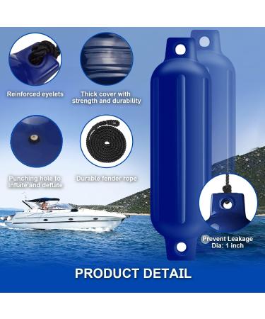 Turmaster Boat Fenders 4 Pack 4.5'' x 16'' - Ribbed Twin Eyes Bumpers for Docking - Inflatable Marine Boat Bumper Set - Buy Online on GoSupps.com