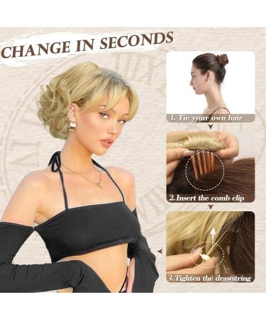 22cm Short Wavy Ponytail Extension - Thick Synthetic Ash Blonde Clip-In Hairpiece for Natural Look | Barsdar Kamm Clip - Buy Online on GoSupps.com