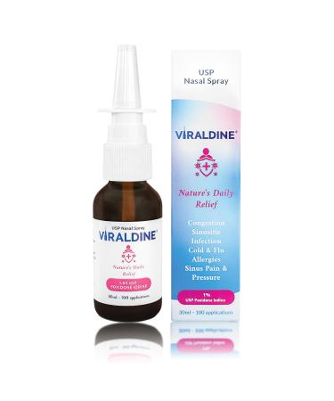 1% Povidone-Iodine Nasal Spray Rapid Relief Formula Designed for Daily Congestion Relief 100 Applications 30ml 1ct