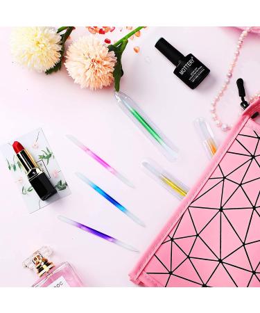 6-Piece Glass Cuticle Pusher & Nail File Set - Yellow, Orange, Blue, Green, Pink, Purple - Buy Online on GoSupps.com