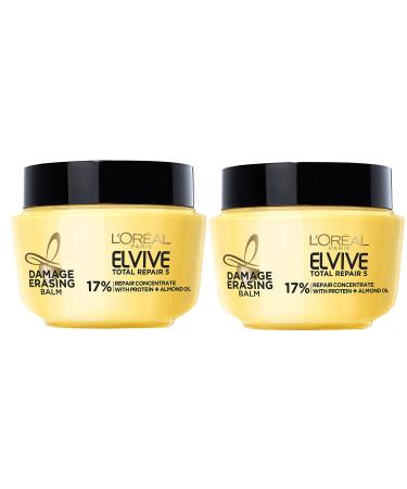L'Oreal Paris Hair Care Elvive Total Repair 5 Damage Erasing Balm, Conditioning Hair Mask for Damaged Hair, with Almond and Protein, 8.5 fl oz, (Pack of 2) 2 Count (Pack of 1) - Buy Online on GoSupps.com