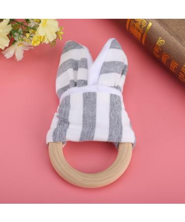 Natural Wooden Teething Rings for Babies - 2Pcs Teether Set for Boys & Girls (Gray) - Safe & Stylish Teething Solution - Buy Online on GoSupps.com