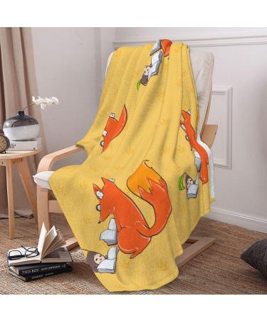 YYHHAOFA Sunflower Seeds and Foxes Picture Flannel Blanket 66x90 in Normal : Skin-Friendly Warm and Comfortable Easy Care and Durable Black normal - Buy Online on GoSupps.com