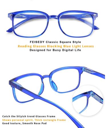 FEISEDY Blue Light Blocking Reading Glasses B2566 - Spring Temples 3.5x Magnification | International Shipping Available - Buy Online on GoSupps.com