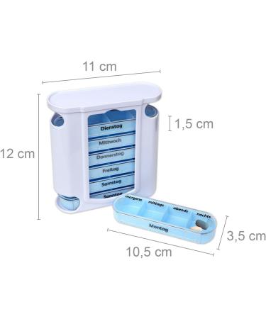 Schramm 3-Piece Weekly Pill Organizer - White & Blue Slide Tablet Box | 7-Day Dosage Medication Management - Buy Online on GoSupps.com