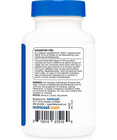 Nutricost Caffeine Pills 200mg - 120 Gluten Free Non-GMO Capsules | Boost Energy & Focus - Buy Online on GoSupps.com