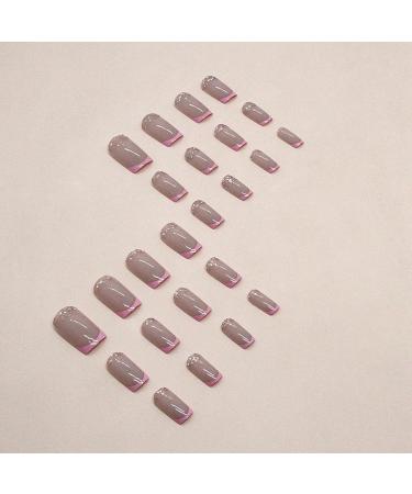 Shop Mrcuvaryas 24 Press On Nails - Square Nude Pink White French Glitter - Long-Lasting Artificial Ballerina Acrylic Nails with Glue for Women - Buy Online on GoSupps.com