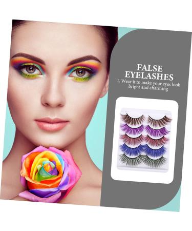 HONMEET 5Pairs Colorful Fake Program Eyelashes False Eyelashes For Women For Party Professional Makeup Natural Appearance Easy To Use 43x1cm as shown 1 - Buy Online on GoSupps.com