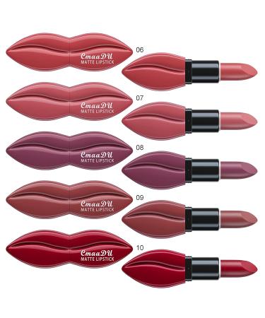 Dark Matte Lipstick Set | Moisturizing Nude Lipstick | Long-Lasting Velvet Lip Stain | Waterproof Lip Gloss Women Makeup - 09 - Buy Online on GoSupps.com