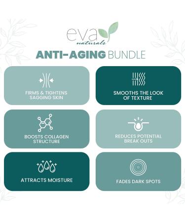 Eva Naturals Anti-Aging Serum Bundle - Vitamin C, Hyaluronic Acid, Retinol - Facial Skin Care Products for Hydration, Wrinkles, and Lines - Buy Online on GoSupps.com