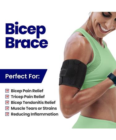 ARMSTRONG AMERICA Bicep Tendonitis Brace - Compression Sleeve for Upper Arm Pain Relief | Support for Bicep Strains & Tendonitis (S/M Black - Buy Online on GoSupps.com