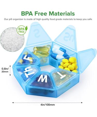 Extra Large Weekly Pill Organizer - Compact Portable 7 Day Case for Vitamins & Supplements - Travel-Friendly Medicine Organizer (Blue - Buy Online on GoSupps.com