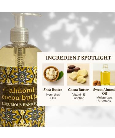 Greenwich Bay Trading Company Almond & Cocoa Butter Hand Soap 16 fl oz Pump Bottle Moisturizing with Shea Butter Sweet Almond Oil & Vitamin E Made in USA - 2Pack - Buy Online on GoSupps.com