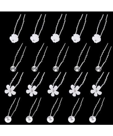 Buy 40 Wedding Hairpins - Pearl & Rhinestone Flower Bridal Hair Jewelry - U-Shaped Crystal Hair Accessories for Women & Girls - Buy Online on GoSupps.com