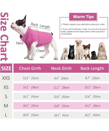Pink Dog Fleece Vest with Turtleneck for Small Medium Dogs - Winter Jacket with Leash Hole - Buy Online on GoSupps.com
