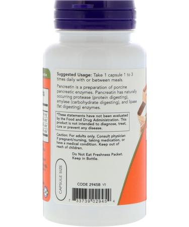 Buy Now Foods Pancreatin 10x 200 mg - 100 Capsules | International Shipping Available - Buy Online on GoSupps.com