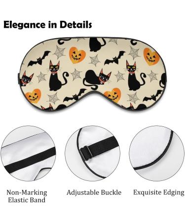 Black Cat and Pumpkin Sleep Mask - Adjustable Strap Eye Cover for Sleeping and Travel - Men and Women - Buy Online on GoSupps.com