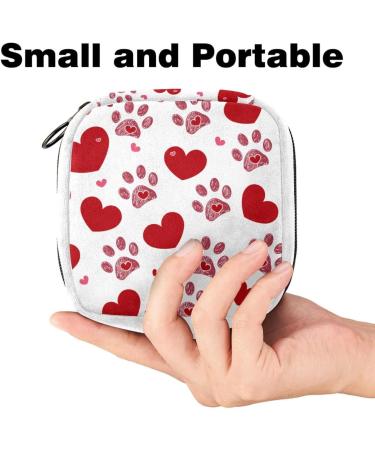 GIAPB Sanitary Napkin Storage Bag | Period Tampon Makeup Pad Pouch | Dog Paw Print and Heart Color2861 - Buy Online on GoSupps.com