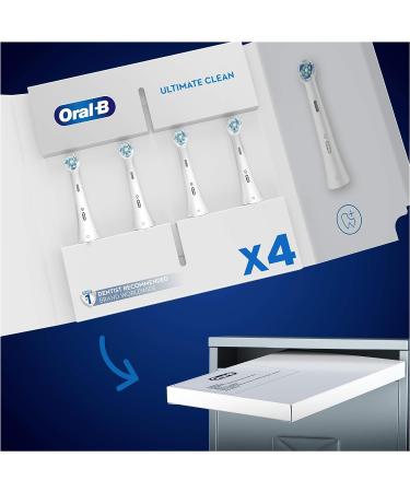 Oral-B iO Ultimate Clean Electric Toothbrush Head - Twisted & Angled Bristles for Deeper Plaque Removal - Pack of 4 - White 4 Count - Fits Mailbox - 1 Pack - Buy Online on GoSupps.com