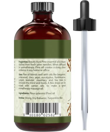 Beauty Aura Pine Essential Oil - 4 Oz Bottle - 100% Pure Undiluted Therapeutic Grade Oil - Ideal for Aromatherapy - Buy Online on GoSupps.com