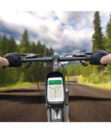 ROTTO Waterproof Bicycle Frame Bag | Top Tube Cell Phone Holder with Rain Cover - Black V1 - Buy Online on GoSupps.com