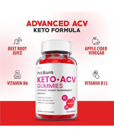Pro Burn Keto Gummies - 3 Pack Vegan Formula with ACV, B12, Beet Root (180 Gummies) - Buy Online on GoSupps.com