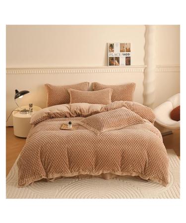 Milk Smooth Warm Duvet Cover Set Plain Bedding Set Linens Twin Queen Soft (5 Queen)