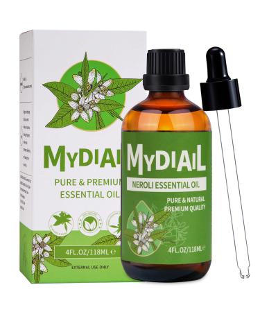 MYDIAIL Neroli Oil (4OZ) Natural & Undiluted Neroli Essential Oil Premium Grade Aromatherapy Oil for Diffuser, Skin Care, Massage, Bathing, Soap & Candle/Perfume Making - 118ML