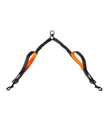 Floxik double leash small | Flexible reflective premium dog leash for two dogs to couple with short holder black - Buy Online on GoSupps.com