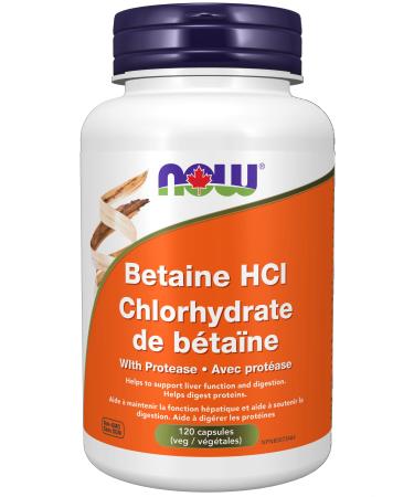 Now Foods Betaine HCL 648mg with protease 120vcap