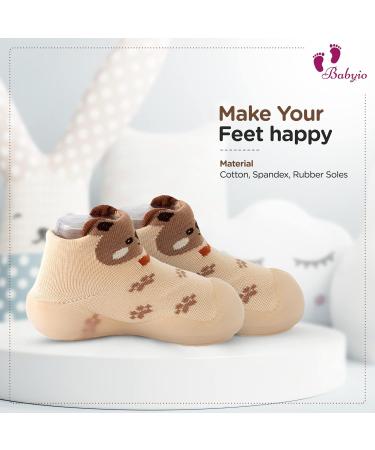 Babyio Baby Sock Shoe - Anti-Slip First Walking Toddler Shoes - Brown 12-18 Months - Buy Online on GoSupps.com