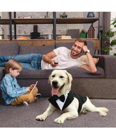 Kuoser Dog Tuxedo Wedding Suit & Bandana Set | Puppy Formal Shirt with Bow Tie | Costume for Party, Birthday, Festival | XXL Size - 23.6 Back Length, 31.5-35.4 Chest | Black - Buy Online on GoSupps.com