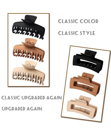 Vsiopy 6 Pack Medium Large Claw Clips - Strong Hold Matte Hair Jaw Clips for Women & Girls - 3.5 Inch Double Row Clips for Thick & Thin Hair in Black, Beige, Brown - Buy Online on GoSupps.com