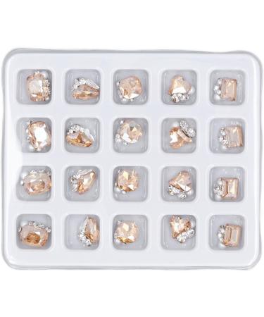 Nail Rhinestones Different Shape Rhinestone Nail Decoration Luxury 20pcs Nail Design Sparkling for Women for Travelling (Champagne) - Buy Online on GoSupps.com