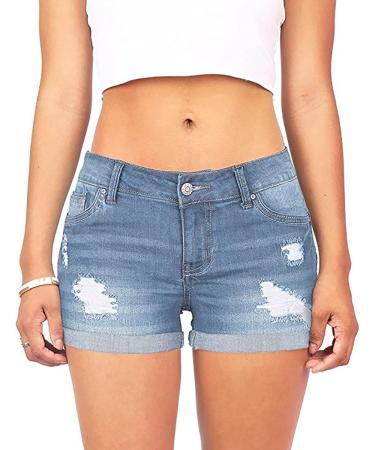 Gufesf Women's High Waisted Denim Shorts for Summer - White B3-blue, Small - Buy Online on GoSupps.com
