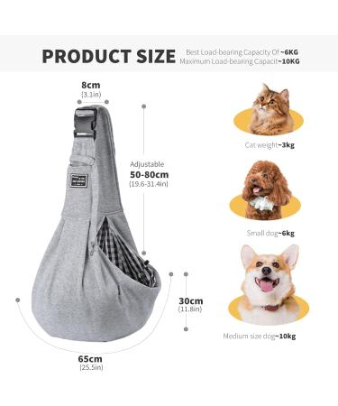 Petcute Sling Dog Carrier Bag for Small Dogs - Adjustable Padded Shoulder Strap & Safety Buckle - Front Pocket - Gray - Buy Online on GoSupps.com