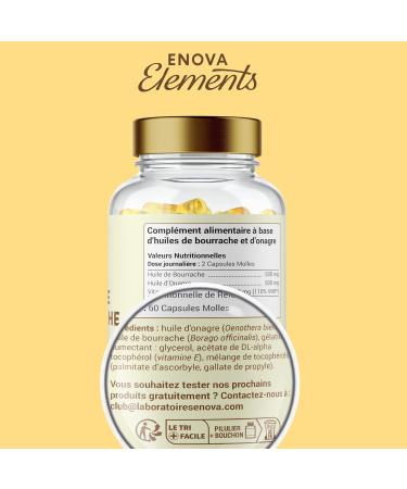 Evening Primrose Borage + Vit E | Borage Oil Cold Pressed Evening Primrose Oil | Hormonal Balance Women Menopause and PM Syndrome | Skin | 1000MG | 60 Capsules | Made in France - Buy Online on GoSupps.com