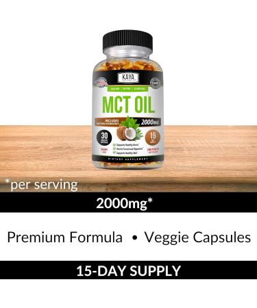 Kaya Naturals MCT Oil 2000mg - Non-GMO Soy-Free Gluten-Free - Brain Digestive & Skin Health - 30 Softgels 30 Count (Pack of 1) - Buy Online on GoSupps.com